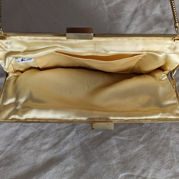 La Regale Vintage 1960s Gold Silver Beaded Clutch Purse - Picture 11 of 16